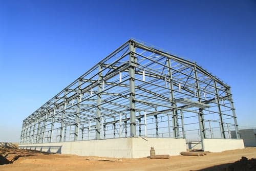 The steel frame of a new building.